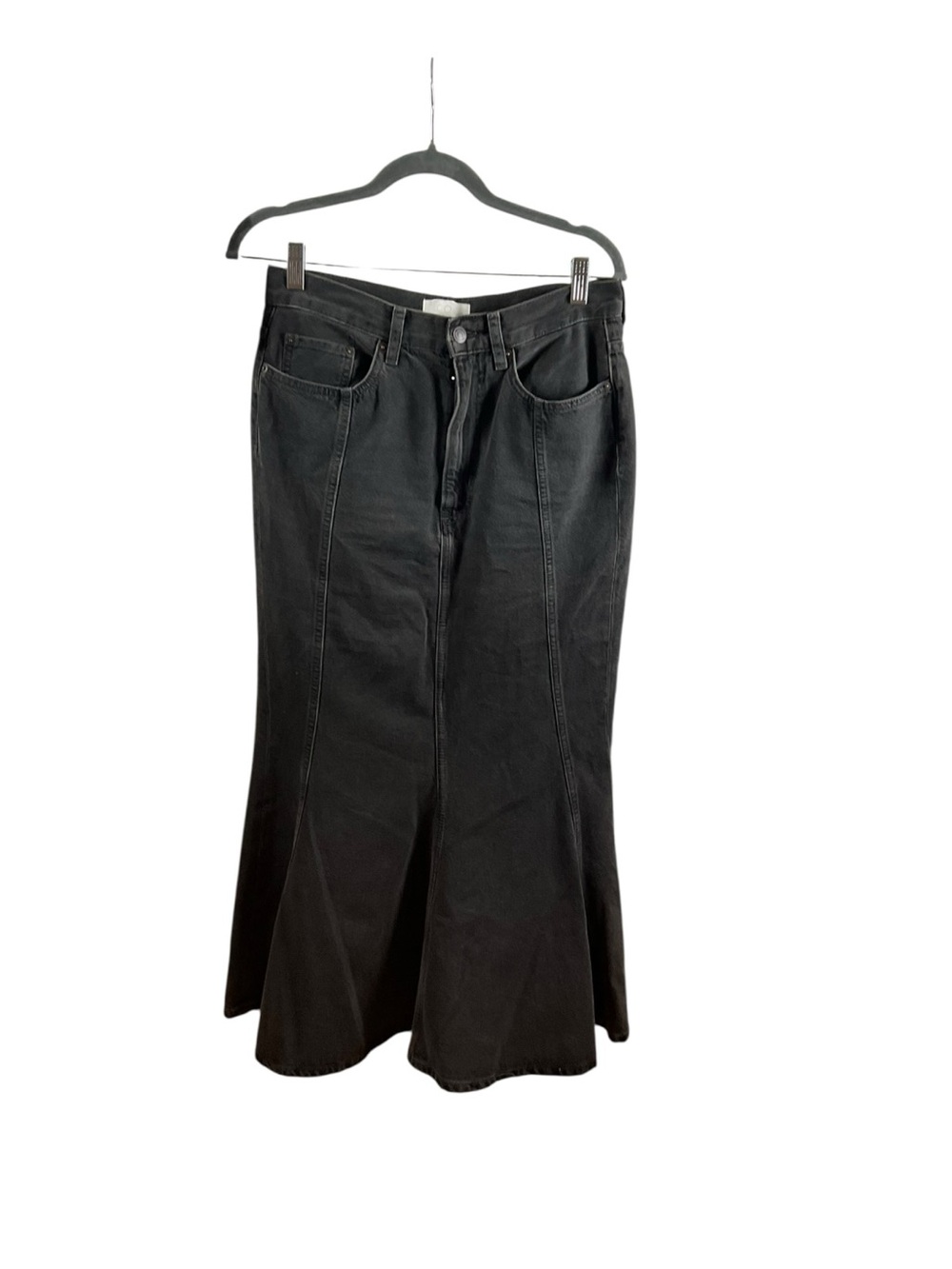 COS Black Flared Wide-Leg Denim Skirt